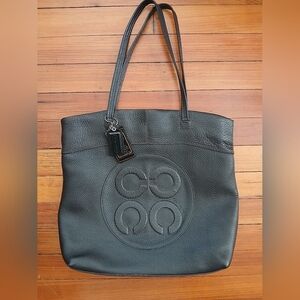 Coach "C" Pebbled Black Leather Tote
